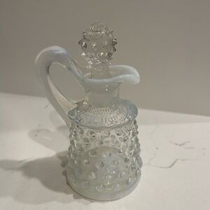 Vintage Fenton hobnail mini cruet with stopper opalescent
